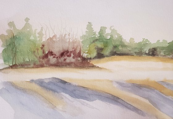 "Long Shadows" - Landscape - Watercolor