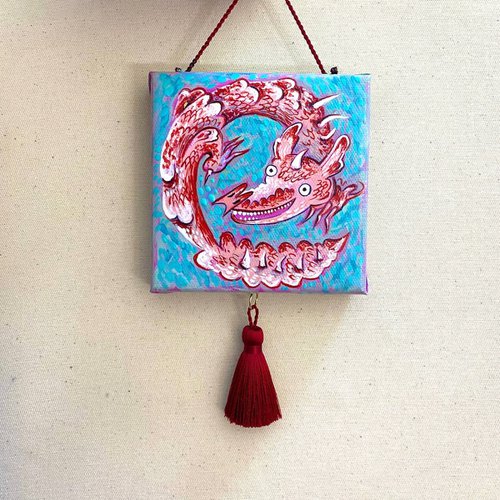 Red Dragon. Fun painting. Art object by Anna Onikiienko