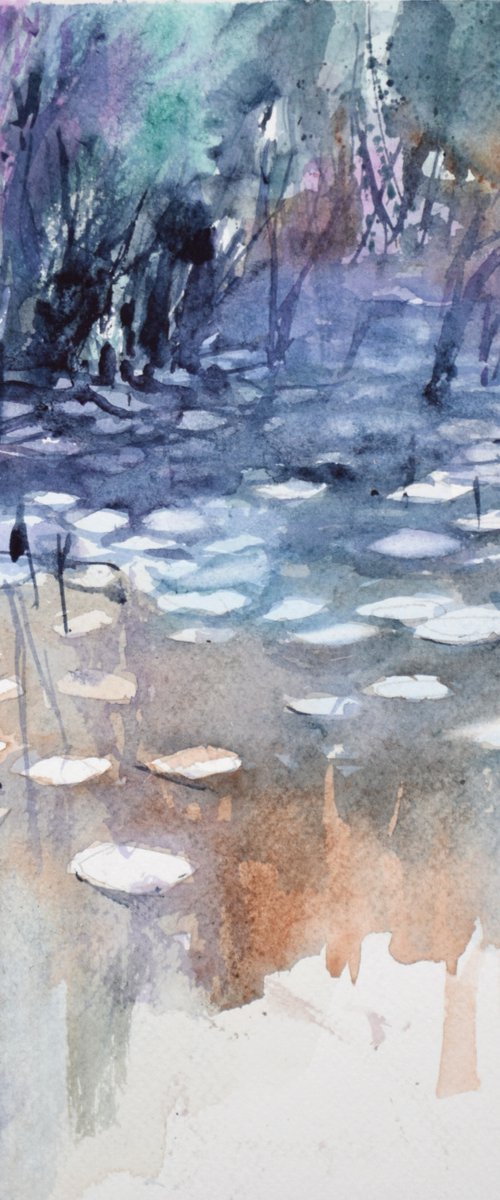 Lake with water lilies by Goran Žigolić Watercolors