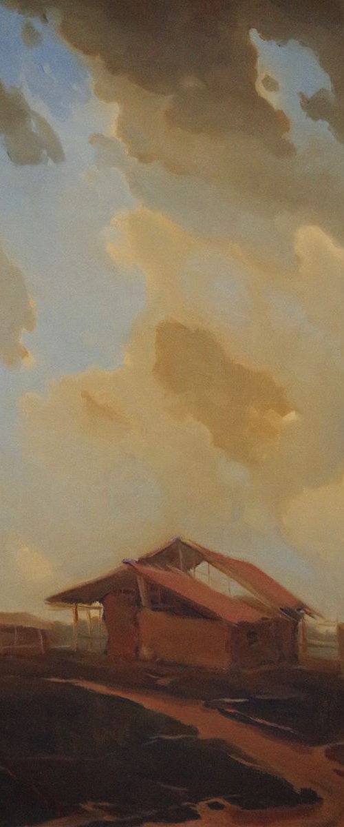 Landscape Oil painting, Sunset, Realism, One of a kind, Signed, Hand Painted by Vahe Yeremyan