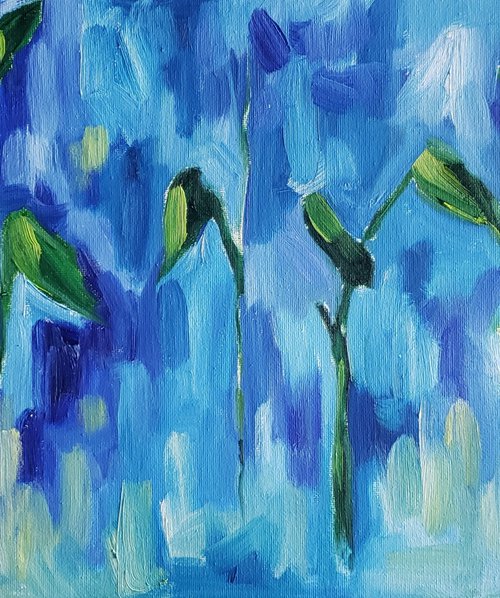 Abstract - Botanical - "Like Reeds in the Wind" by Katrina Case
