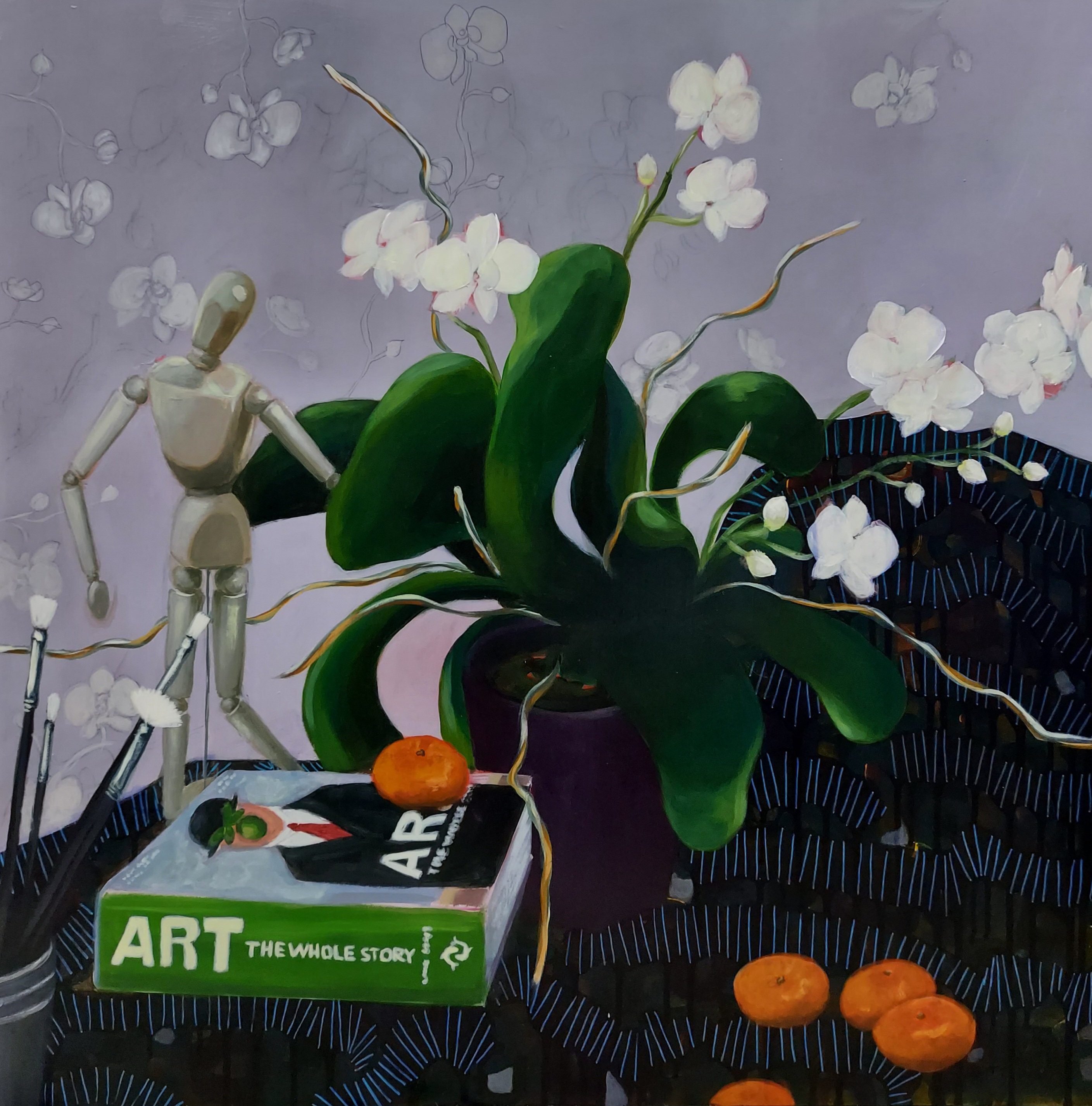 Impressionistic Still Life Acrylic Painting By Gitti Gv, 30 X 30, The Whole Story, Original Artwork