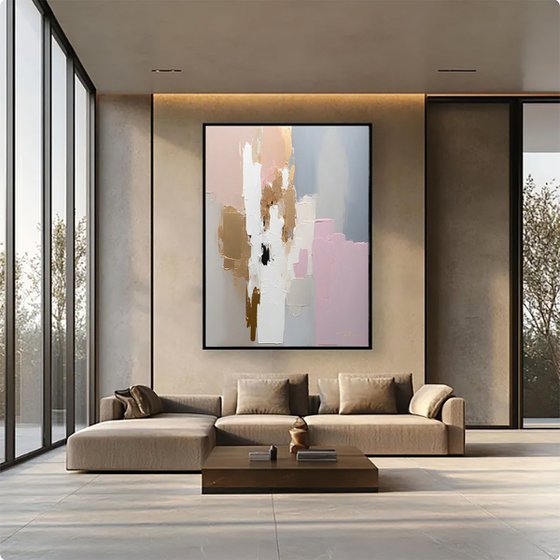 Golden Leaf Fall in the Blush Pink Morning