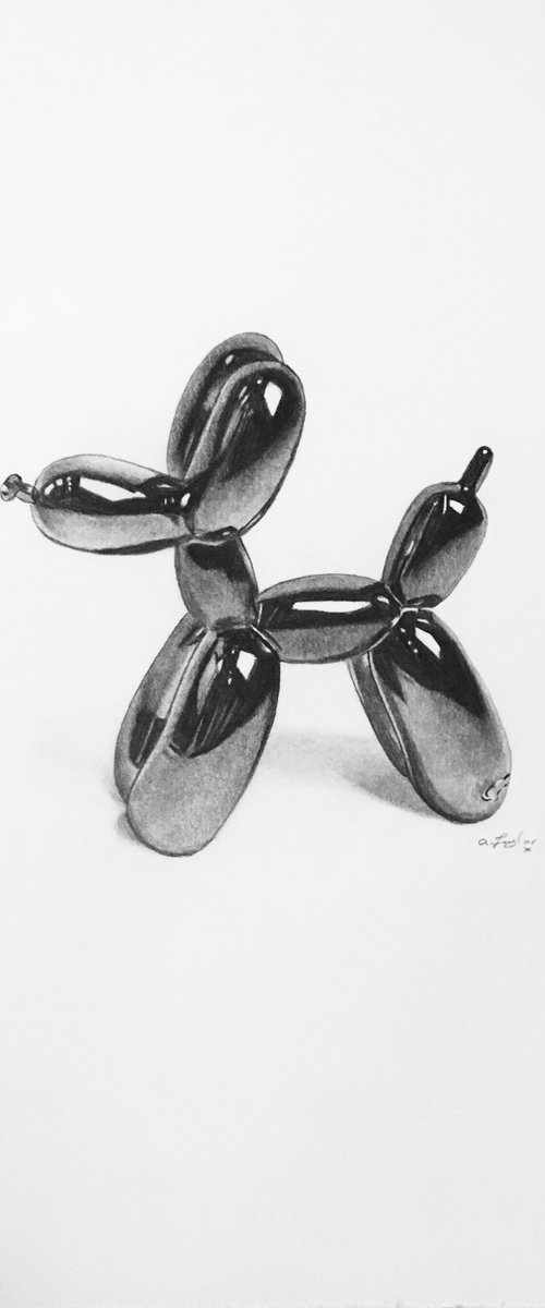 Graphite balloon dog by Amelia Taylor