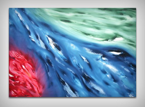 Red spirit - 100x70 cm, LARGE XL, Original abstract oil painting by Davide De Palma
