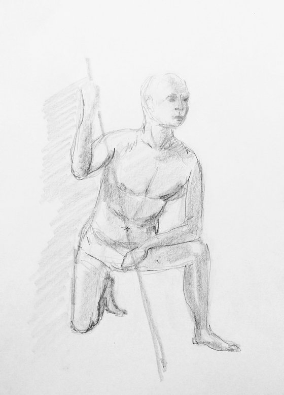 Hunter. Sketch. Original pencil drawing