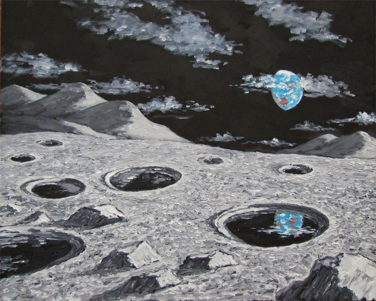 Photorealistic Oil Painting , Moon 3: Gibbous:water By Colin Ross Jack, 39 X 32, Artwork For Sale On Artfinder