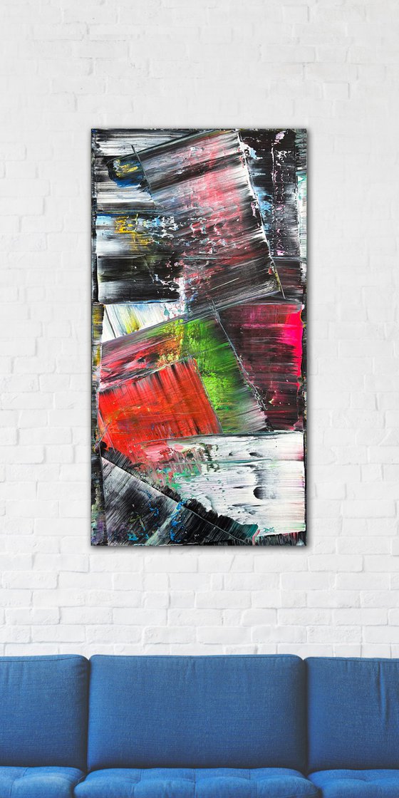 "Know When To Fold 'Em" - Original Large PMS Abstract Acrylic Painting On Canvas - 24" x 48"