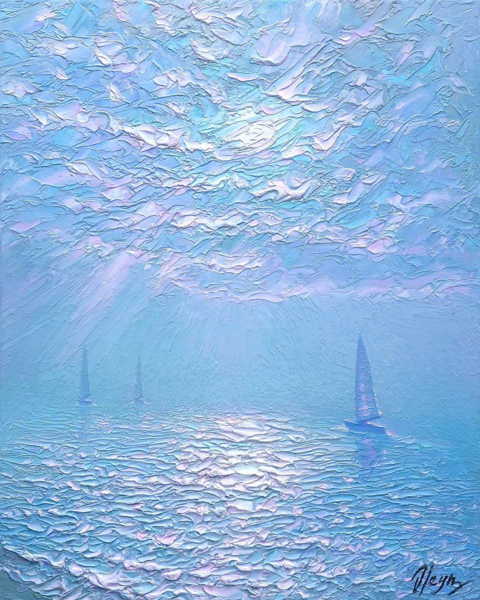 Impressionistic Landscape Oil Painting By Dmitry Oleyn, 16 X 20, Waves Of Passion, Original Artwork