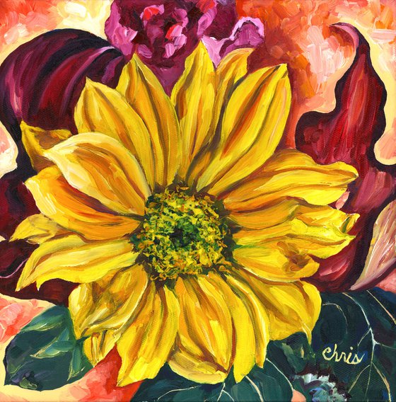 Sunflower with Red Calla Lilies
