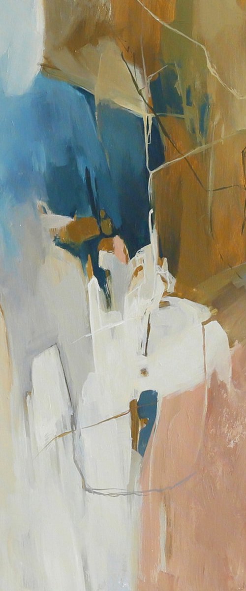 "Melody 6" Peach blue brown abstract art by Nina Smykalova