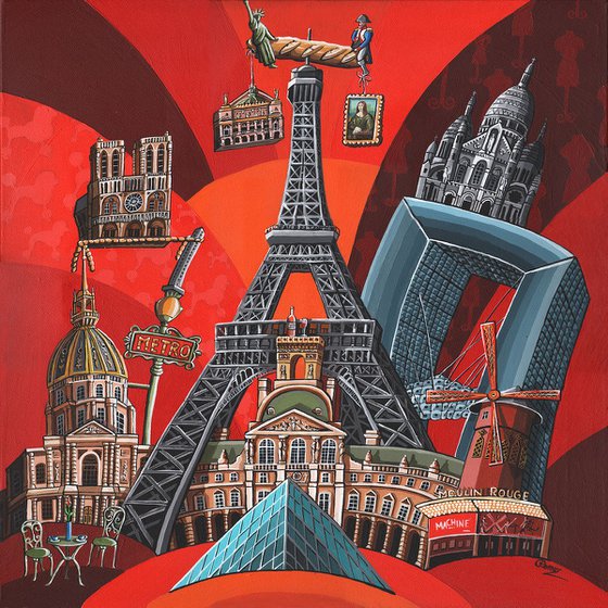 Paris Landmarks (Red)