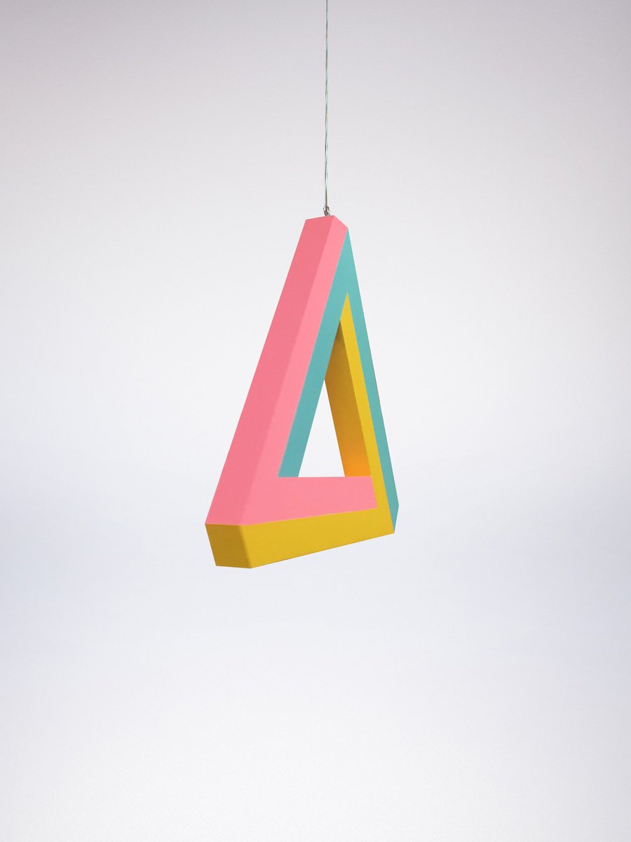 Geometric Cityscapes Sculpture By Jessica Moritz, 24 X 20, Penrose, Spinning Triangle, Impossible Geometry, Original Artwork