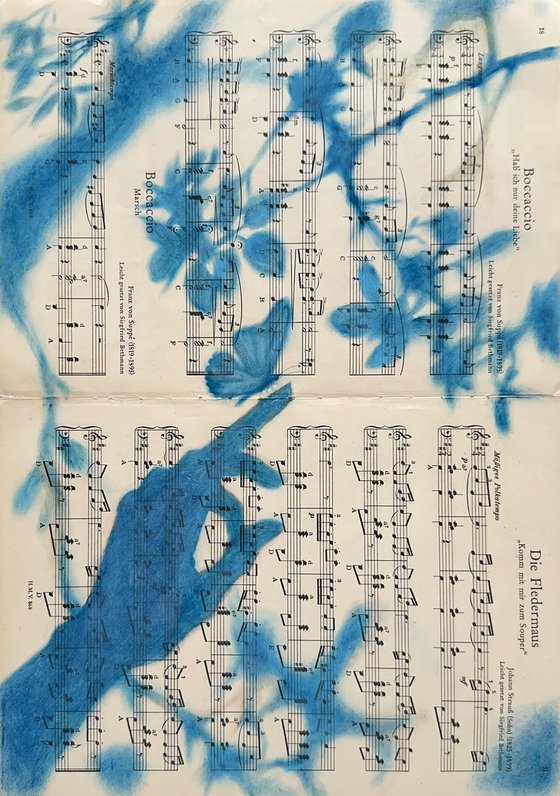 Muse №7 - Blue Spring on Vintage Sheet Music