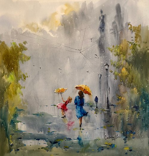 Watercolor “Summer winds”, perfect gift by Iulia Carchelan