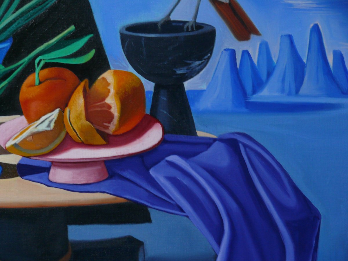 Still Life Oil Painting By Paul Rossi, 30 X 24", Still-Life With Romantorso, Original Artwork