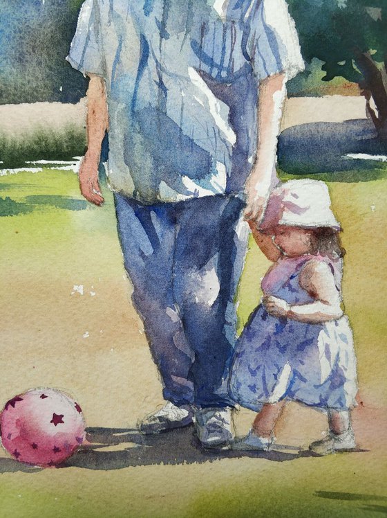 Man and little girl