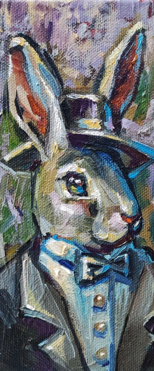 Gentleman Hare. Original Oil Painting by Natalia Miasnikova