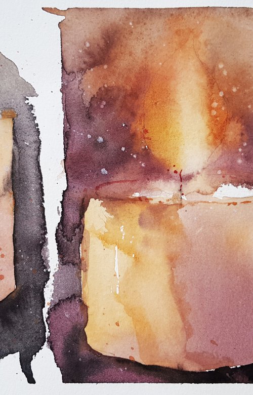 Сandles. A warm light for your house. Orinal watercolor picture. by Marina Abramova