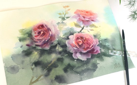 A branch of red roses