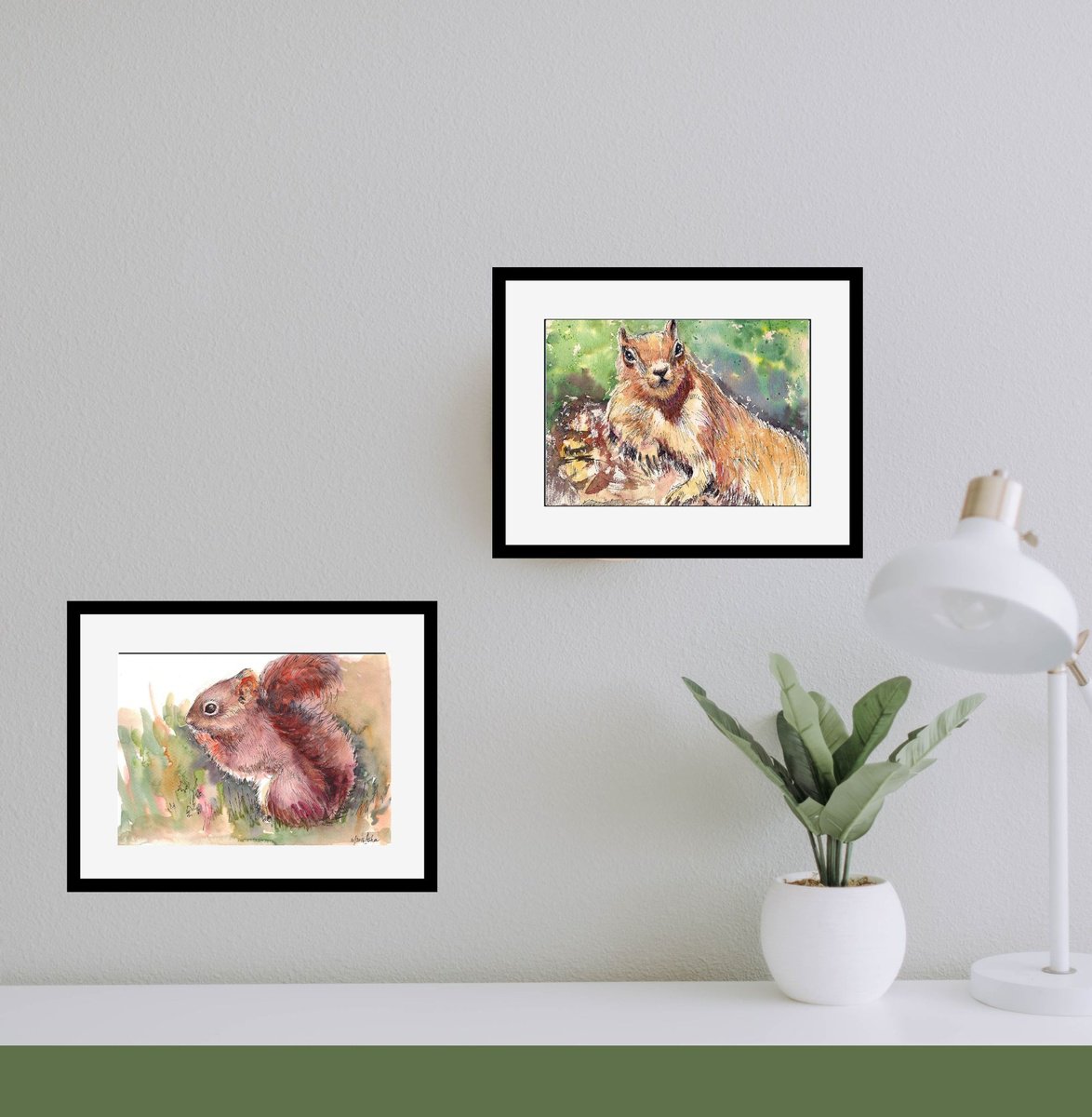 Impressionistic Watercolour , Set Of Nutty Squirrels By Asha Shenoy, 10 X 7, Artwork For Sale On Artfinder