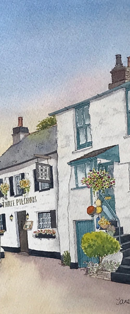 Polperro - The Three Pilchards by JANE  DENTON