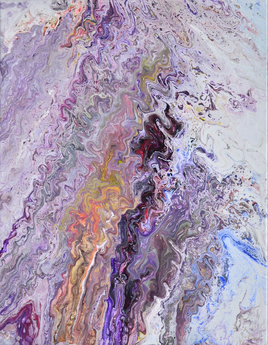Organic Abstract Acrylic Painting By Misty Lady - M. Nierobisz, 14 X 18", Purple Dream, Original Artwork