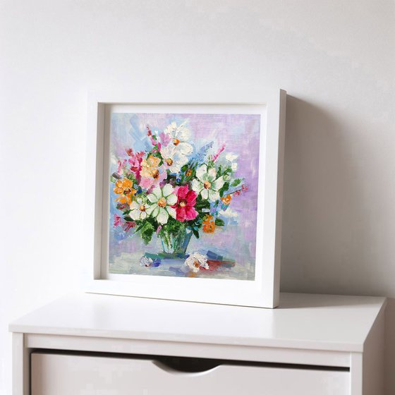 Bouquet Painting Floral Original Art Small Artwork Flower Still Life