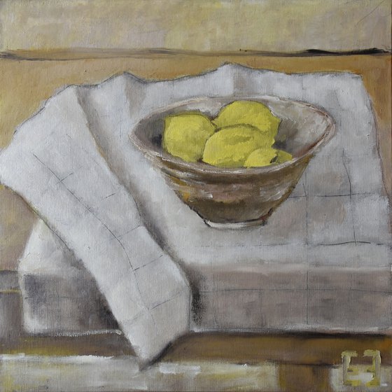 Japanese bowl on a checkered towel