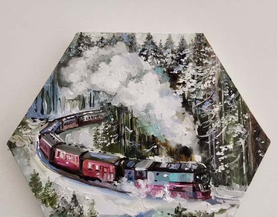 Mountain painting, Polar Express oil painting