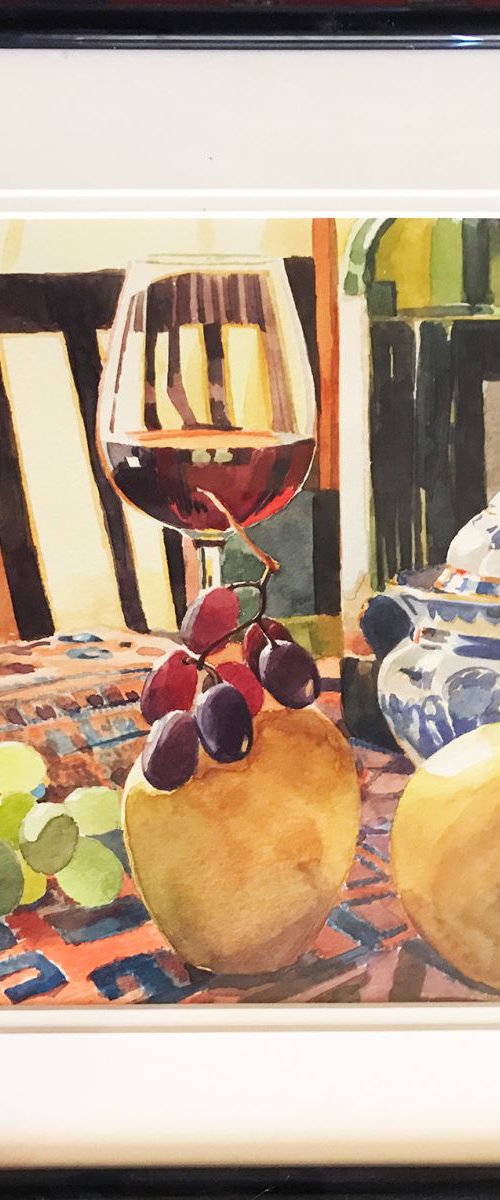 Still-life with grapes and wine by Tatyana Holodnova