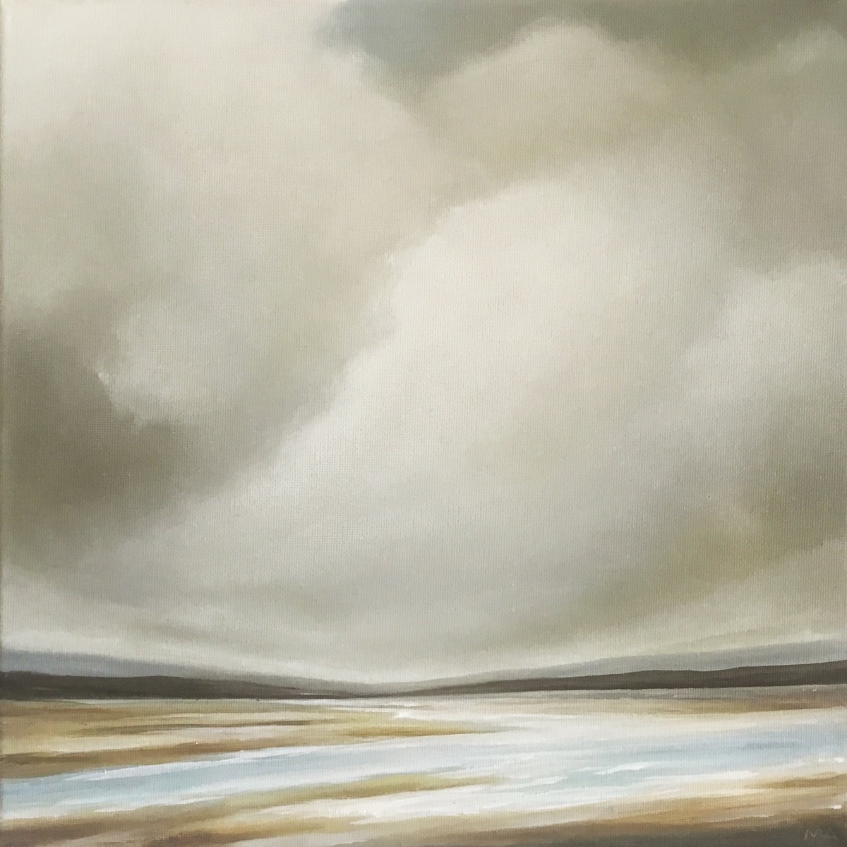 Abstract Landscape Oil Painting By Mullo Art, 12 X 12", Between The World And Me, Original Artwork