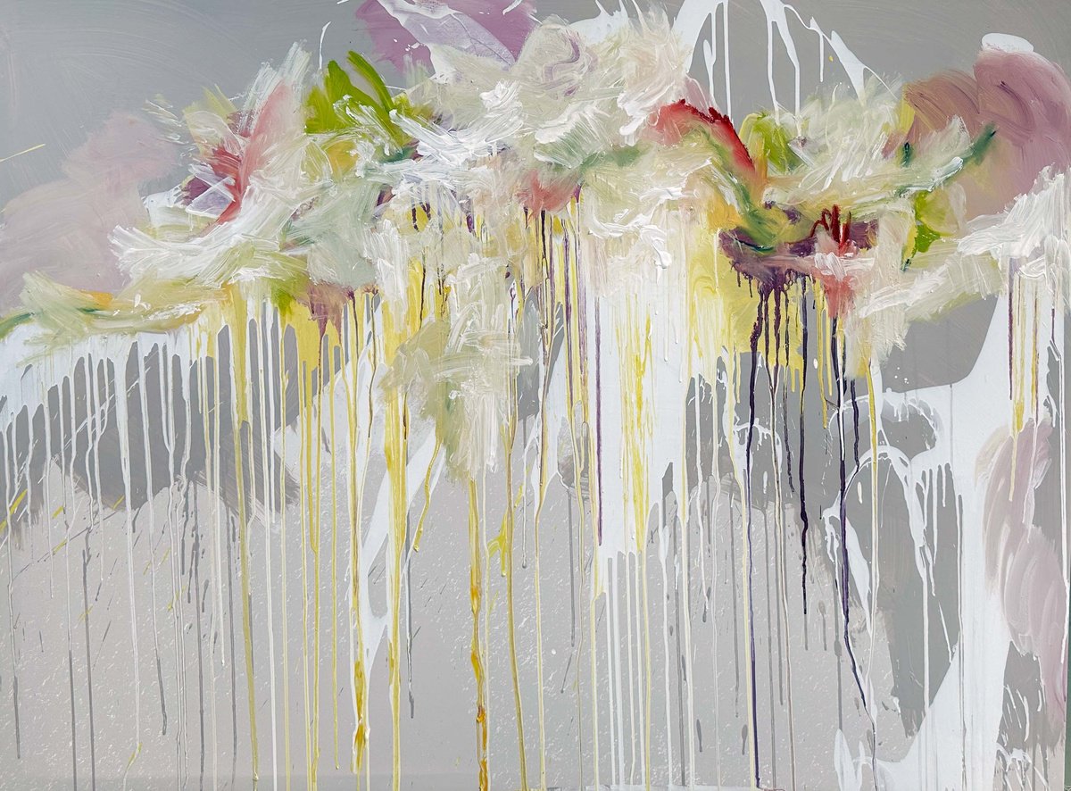 Abstract Landscape Oil Painting By Omar Obaid, 63 X 47", Worlds Apart, Original Artwork