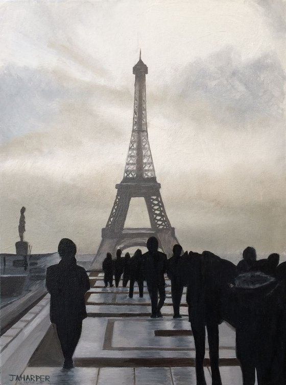 Paris Eiffel Tower wall art black and white oil painting
