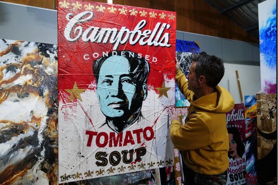 Lucky Golden Mao Soup 140cm x 100cm Campbell's Soup Mao Textured Urban Pop Art