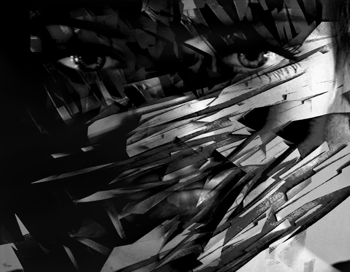 Illustrative Portrait Photograph By Bojan Jevtic, 39 X 30, Broken, Original Artwork