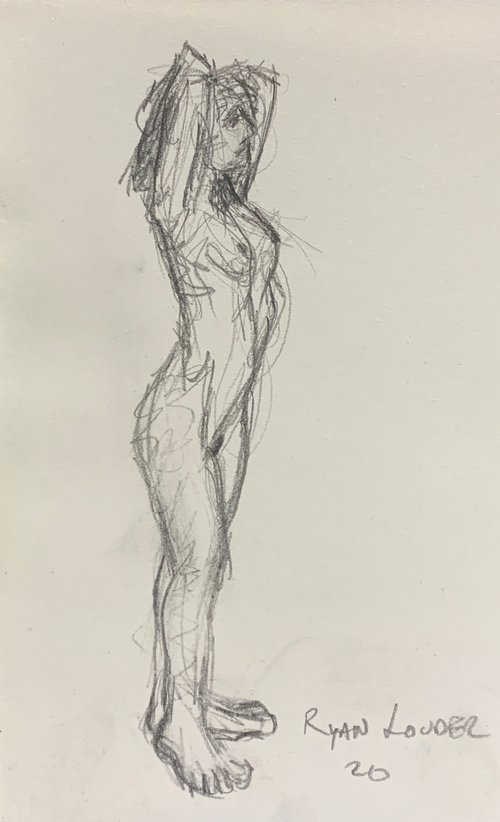 Nude Study Drawing 4 by Ryan  Louder