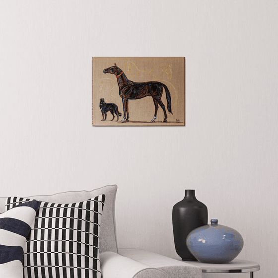 Akhal-Teke with borzoi