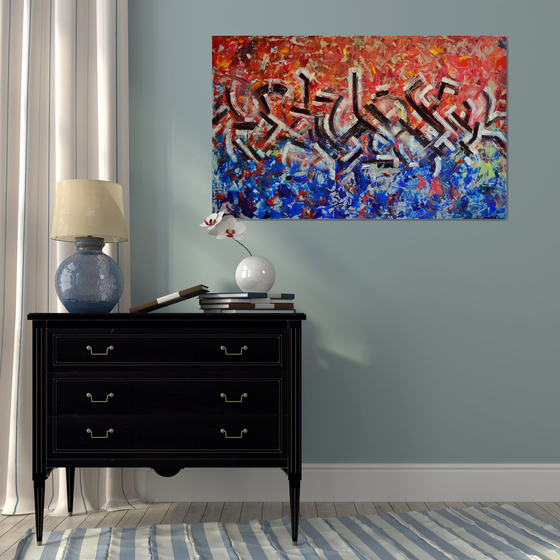 Abstract Street Art - Abstract Home Decor Art  On The Extra Large Deep Edge Canvas Ready To Hang Perfect for Modern Office Hotel Living Room Decoration