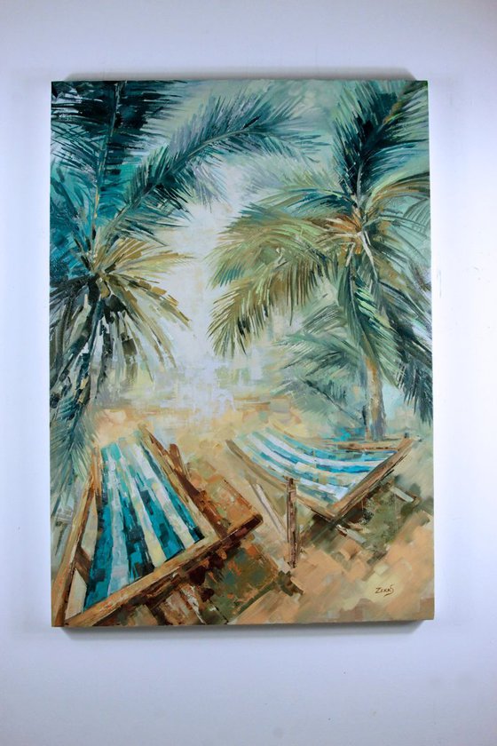 Summer scene, Landscape oil painting, Edge of Paradise