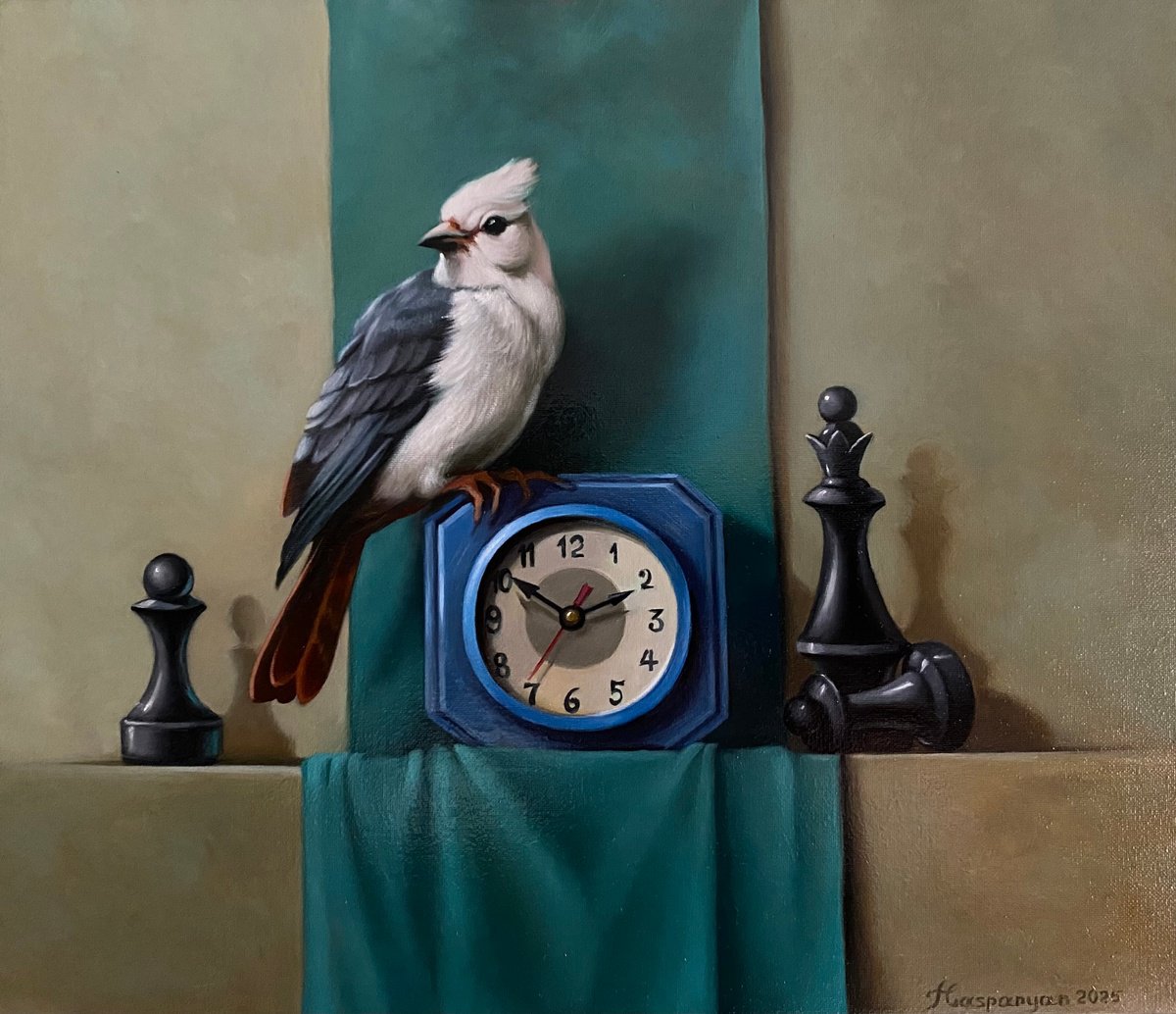 Photorealistic Still Life Oil Painting By Ara Gasparian, 14 X 12, Strategic Calm, Original Artwork