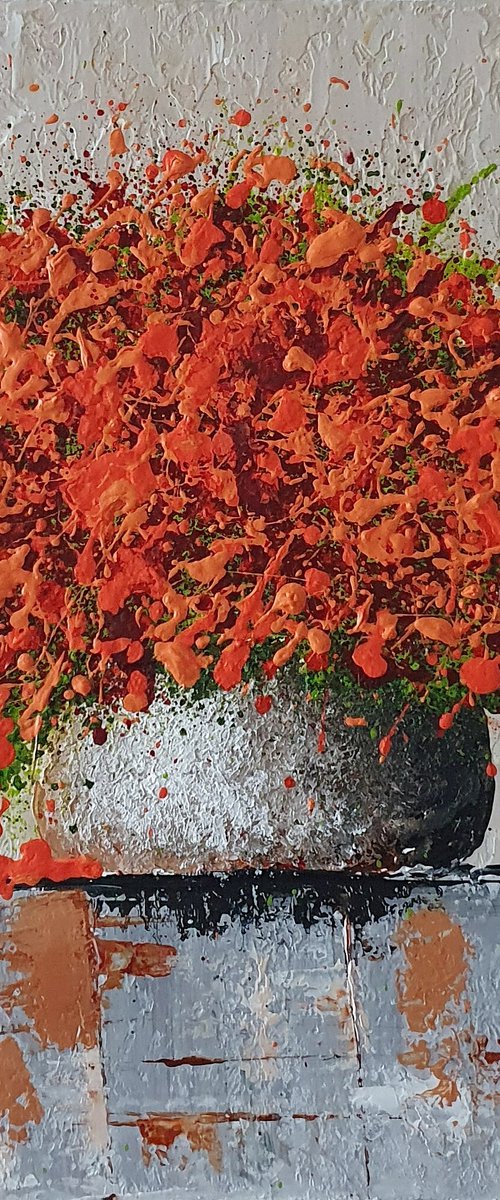 VASE WITH RED FLOWERS by Cinzia Mancini