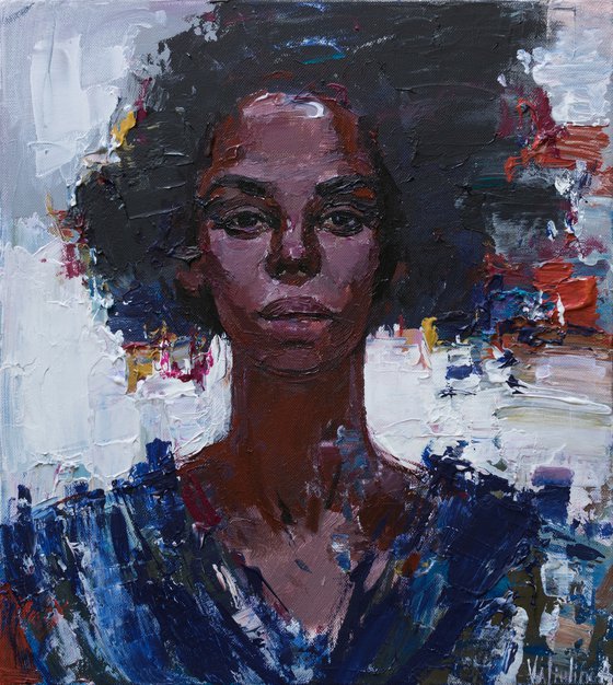 African woman portrait Original acrylic painting
