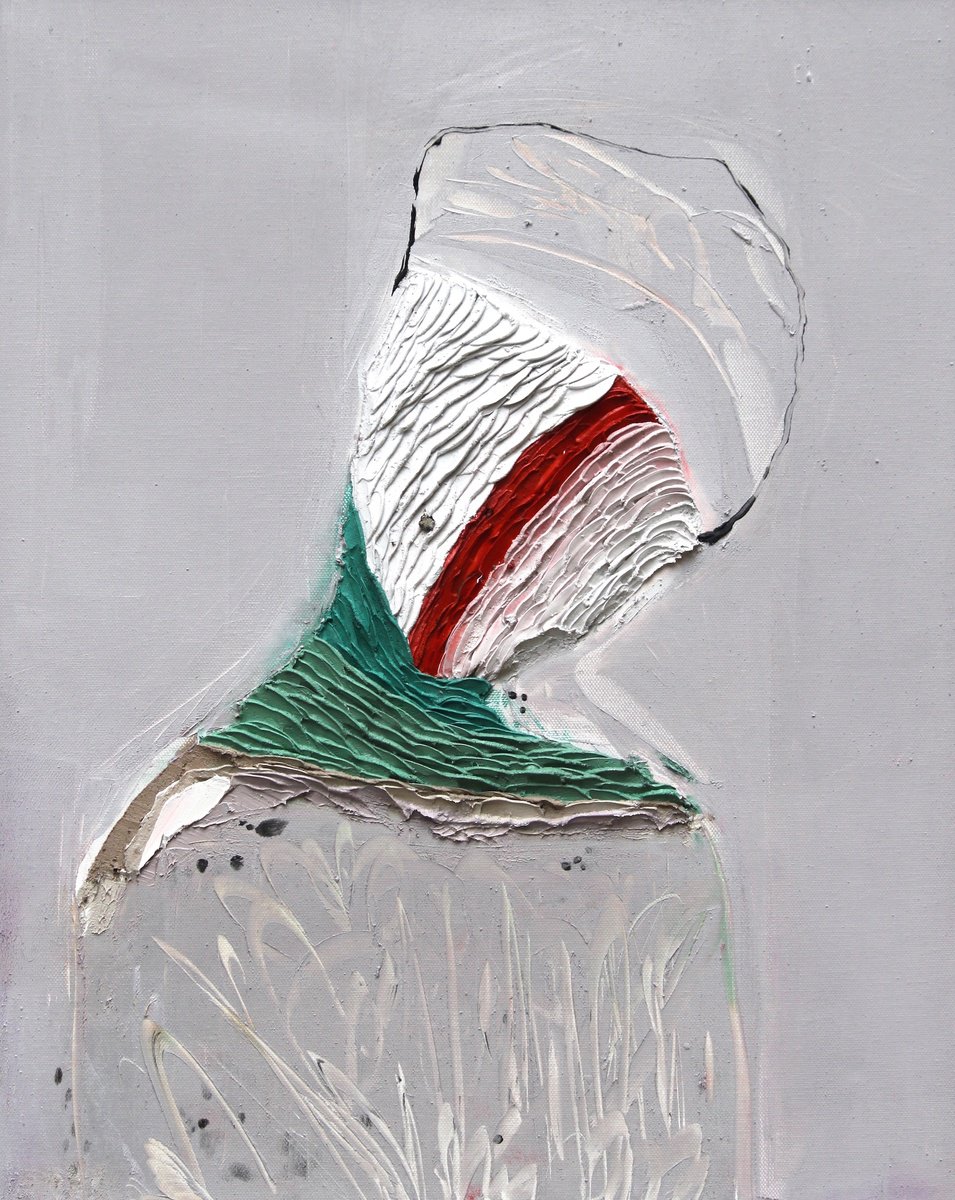 Expressive Abstract Oil Painting By Anna Bergin, 16 X 20, Layered Icon 9, Original Artwork