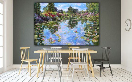 Extra large Water Lily Pond Painting, "An Ode To Monet"