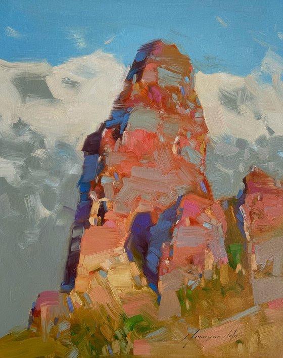 Rock in Sedona, Original oil painting, Handmade artwork, One of a kind