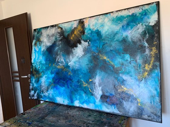 63''x 40''(160x100cm), Sound of Earth 6, ready to hang, colorful canvas art  - xxl art - abstract art painting- extra large art- mixed media