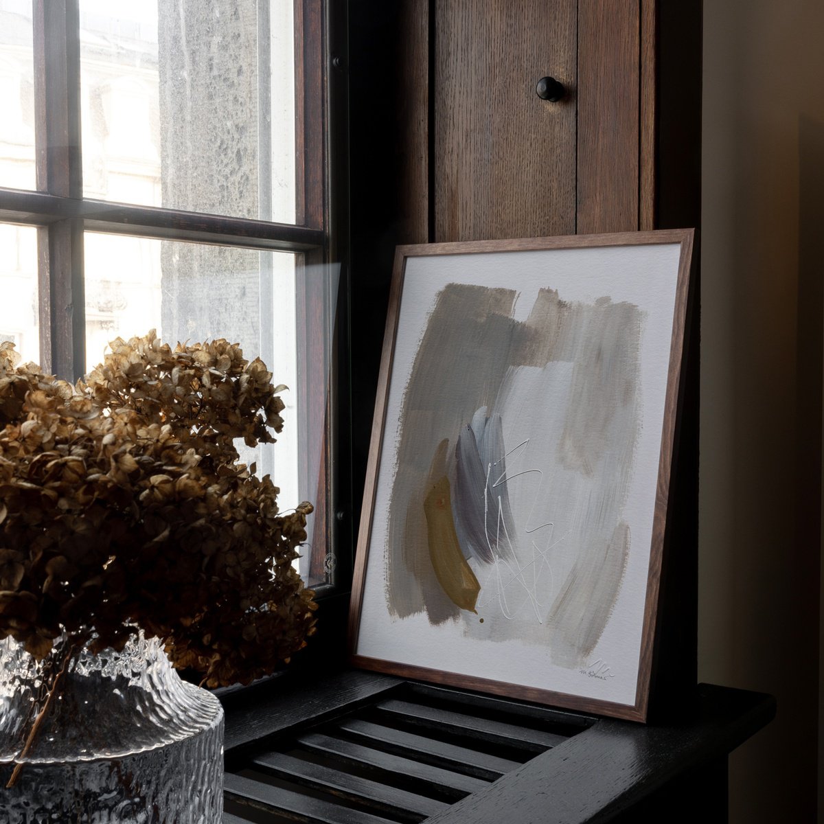 Organic Abstract Acrylic Painting By Mareike Bohmer, 12 X 16", Abstract Brush Strokes 302, Original Artwork