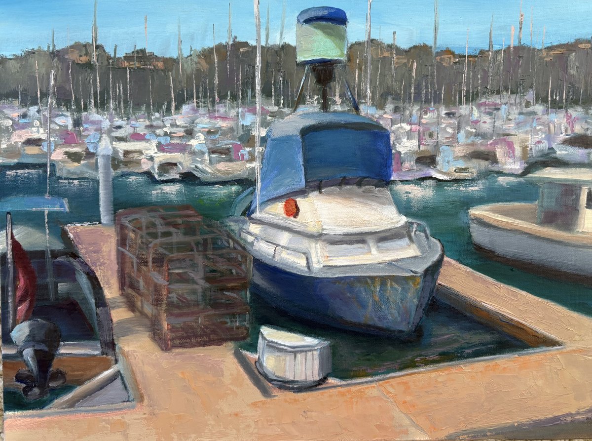 Impressionistic Landscape Oil Painting By Grace Diehl, 10 X 8, Dana Point Marina, Original Artwork