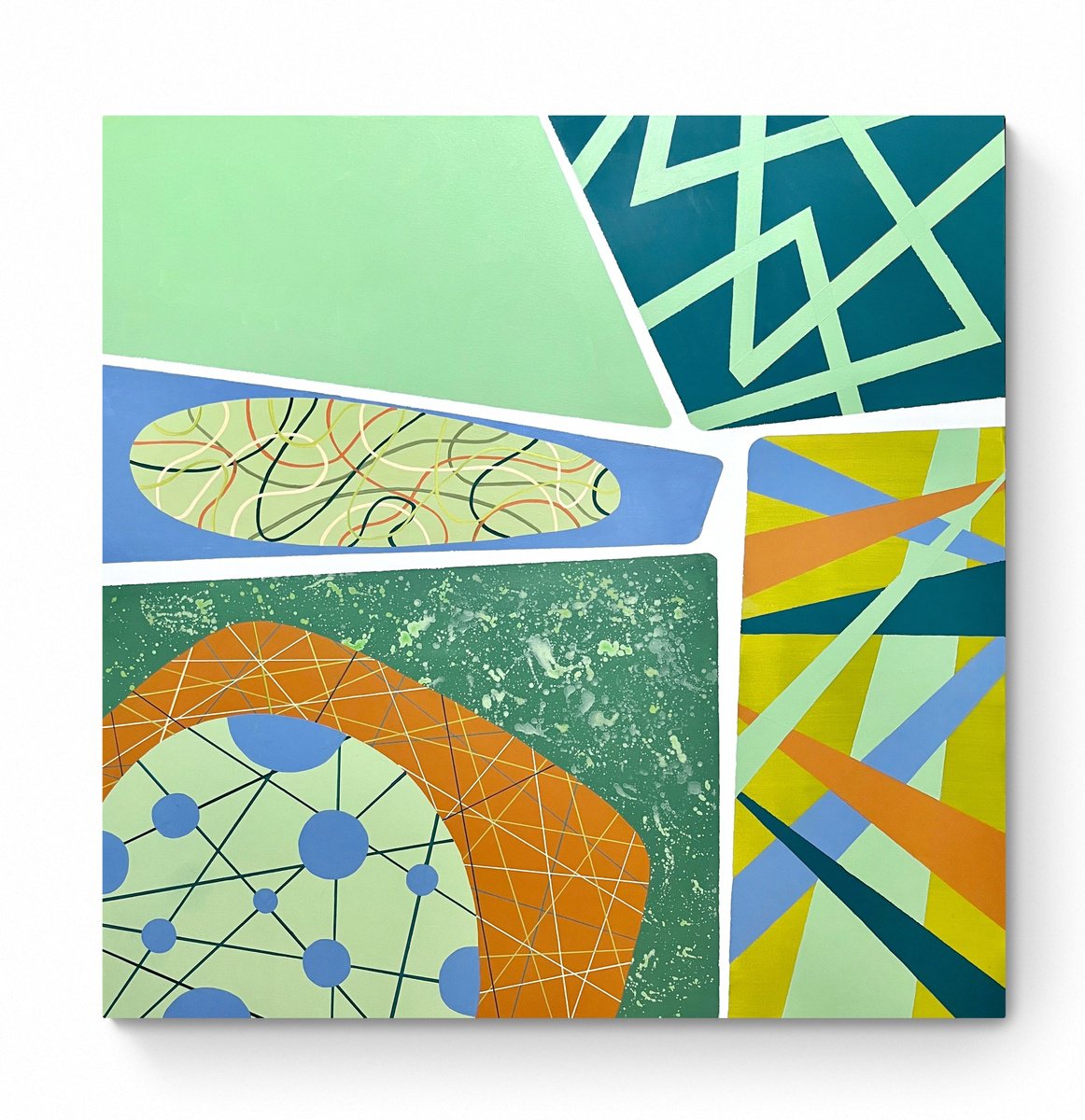 Abstract Acrylic Painting By Cristina Dalla Valentina, 39 X 39, Surfaces Meeting 1, Original Artwork